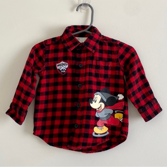 Disney Shirts & Tops Disney Baby Mickey Mouse Buffalo Plaid Flannel
